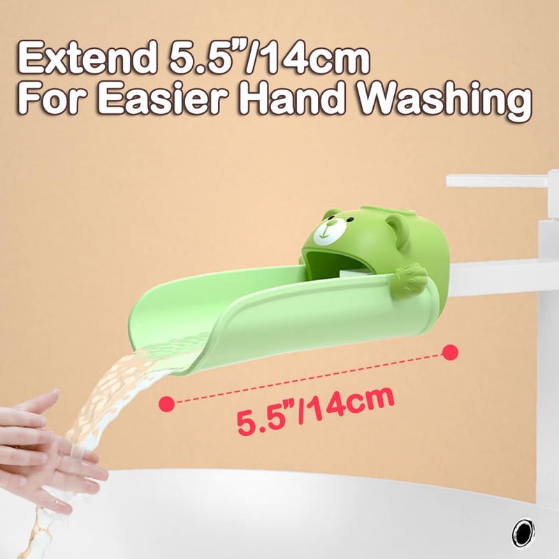 DLUCKY Faucet Extender for Sink Easy Use Sink Faucet Extenders with Temperature Sensitive for Toddlers, Kids Hand Washing Faucet Extension for Bathroom Sink, Kitchen, Green and Brown - Image 2